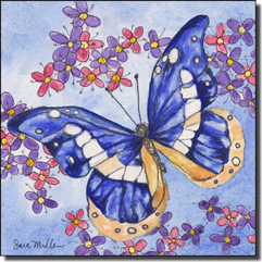 Mullen Butterfly Art Ceramic Accent Tile 6" x 6" - SM126AT