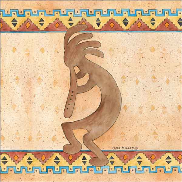 Kokopelli 1 by Sara Mullen Ceramic Accent & Decor Tile SM136AT