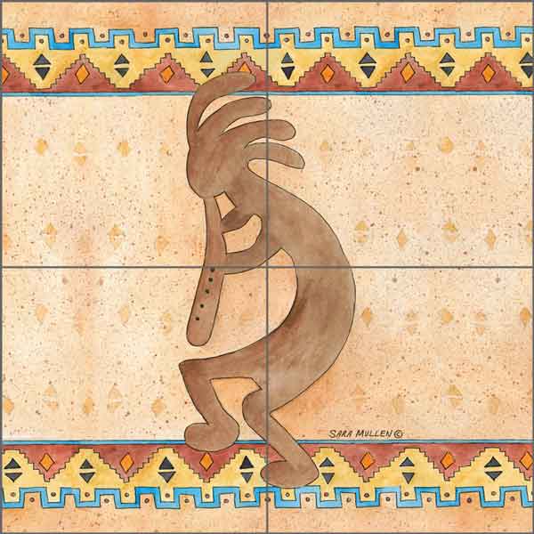 Kokopelli 1 by Sara Mullen Ceramic Tile Mural SM136