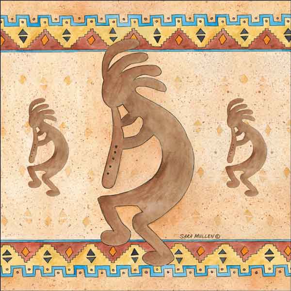 Kokopelli 2 by Sara Mullen Ceramic Accent & Decor Tile SM137AT