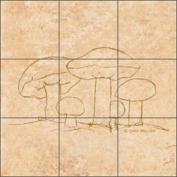 Mushroom Pattern 1 by Sara Mullen Ceramic Tile Mural - SM138