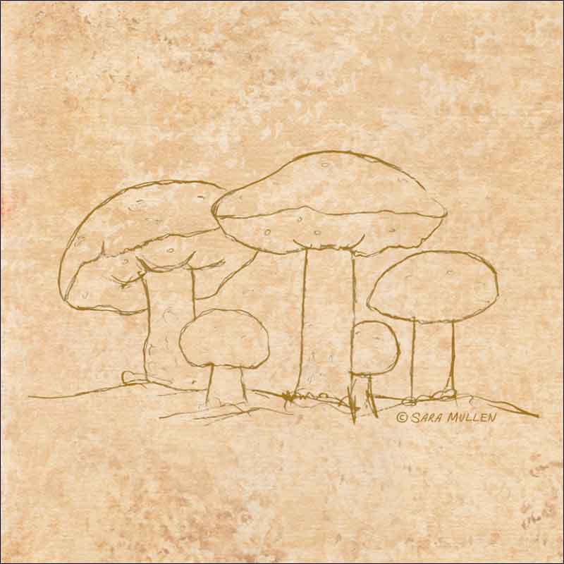 Mushroom Pattern 1 by Sara Mullen Ceramic Accent & Decor Tile - SM138AT