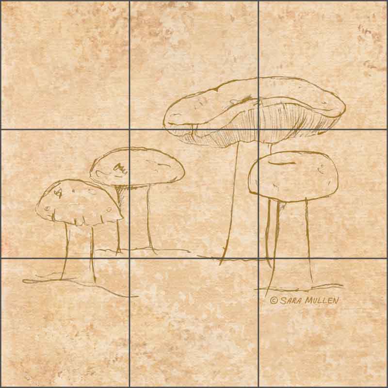 Mushroom Pattern 2 by Sara Mullen Ceramic Tile Mural - SM139