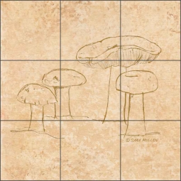 Mushroom Pattern 2 by Sara Mullen Ceramic Tile Mural - SM139