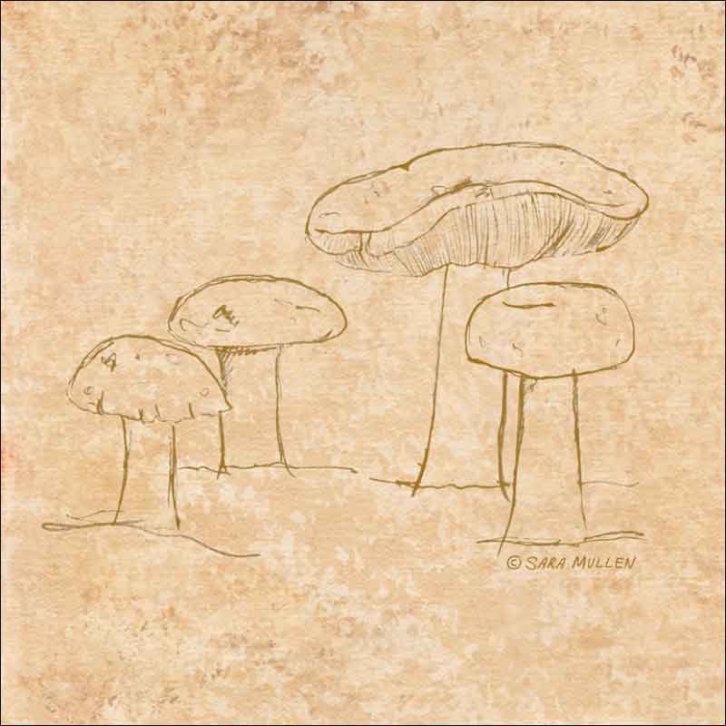 Mushroom Pattern 2 by Sara Mullen Ceramic Accent & Decor Tile - SM139AT