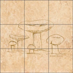 Mushroom Pattern 3 by Sara Mullen Ceramic Tile Mural - SM140