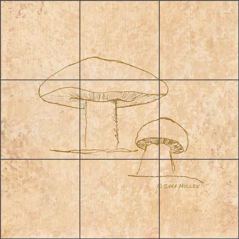 Mushroom Pattern 4 by Sara Mullen Ceramic Tile Mural - SM141