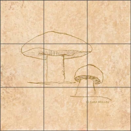 Mushroom Pattern 4 by Sara Mullen Ceramic Tile Mural - SM141