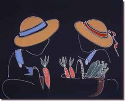 Whitney Gardening Illustration Art Ceramic Accent Tile 10" x 8"