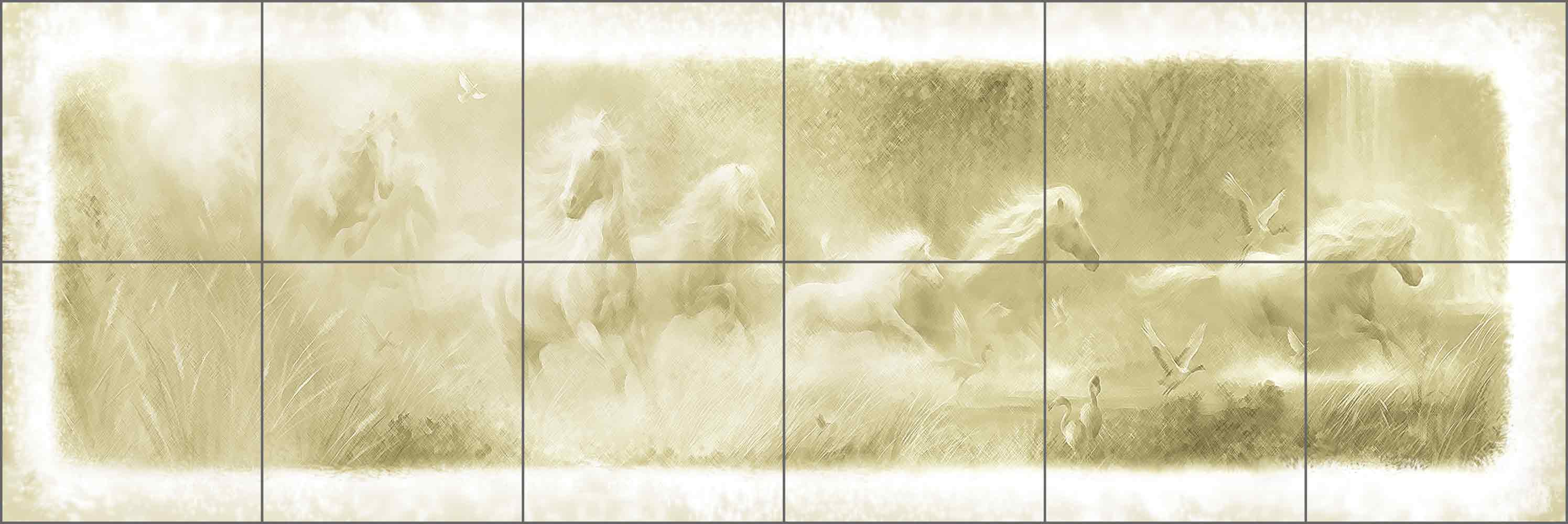 Stallions by Tom duBois Ceramic Tile Mural - TDA005