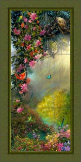 Monkeys, Parrots and Peacocks by Tom duBois Ceramic Tile Mural TDA021