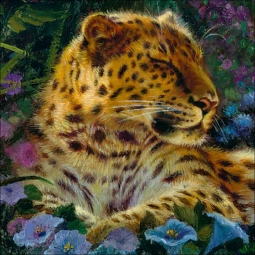 Sleeping Leopard by Tom duBois Ceramic Accent & Decor Tile - TDA023AT