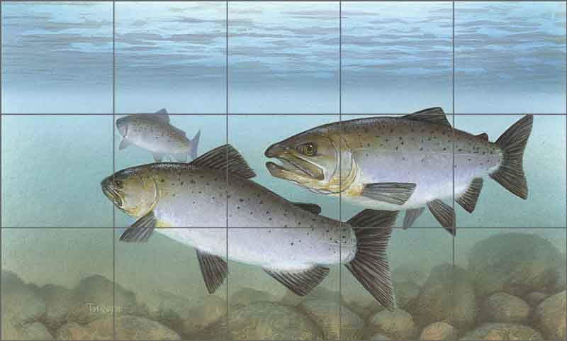 Knepp Salmon Fish Ceramic Tile Mural - TKA006
