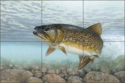 Brook Trout by Tim Knepp Ceramic Tile Mural - TKA001