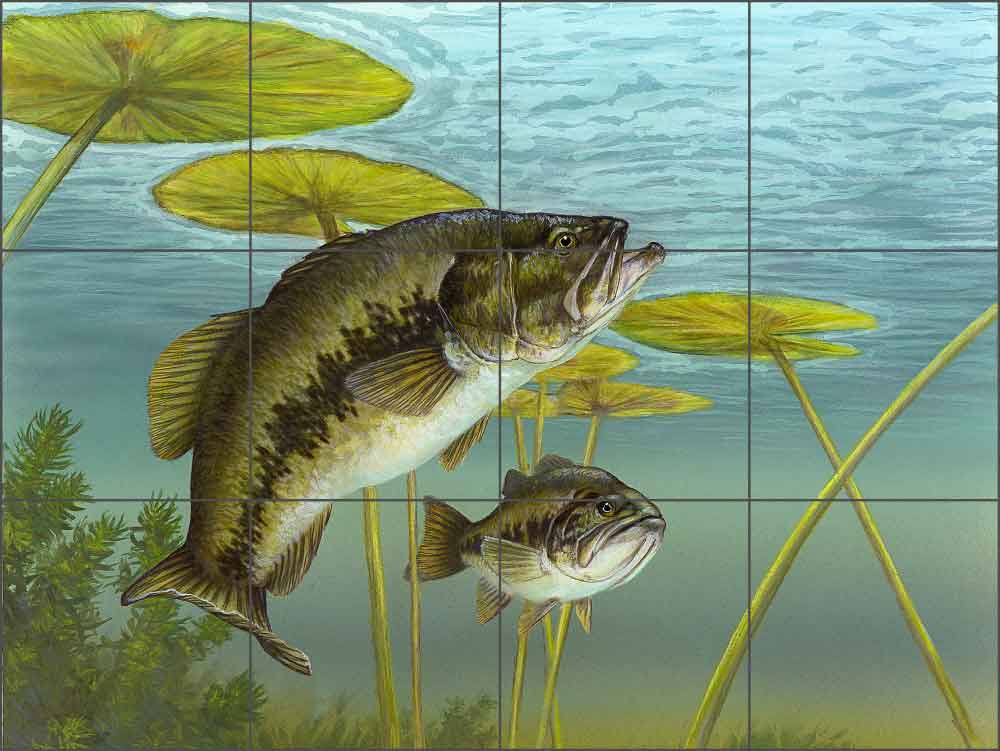 Largemouth Bass by Tim Knepp Ceramic Tile Mural - TKA005