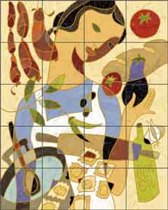 O'Very Covey Pasta Kitchen Ceramic Tile Mural 17" x 21.25" - TOC001