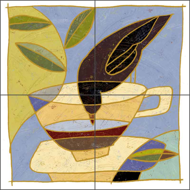 Drinking Bird Cup by Traci O'Very Covey Ceramic Tile Mural - TOC005