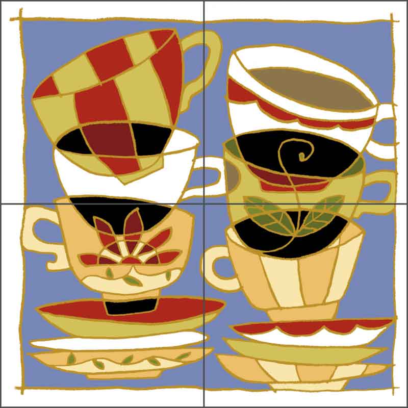 Stacked Cups by Traci O'Very Covey Ceramic Tile Mural - TOC007