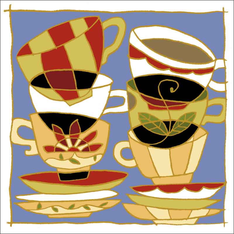 Stacked Cups by Traci O'Very Covey Ceramic Accent & Decor Tile - TOC007AT