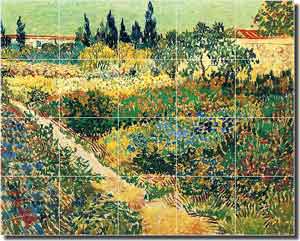 van Gogh Floral Landscape Ceramic Tile Mural 21.25" x 17" - VVG008