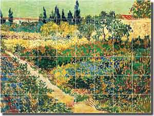 van Gogh Floral Landscape Ceramic Tile Mural 48" x 36" - VVG008