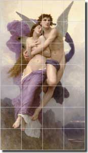 Bouguereau Old World Psyche Ceramic Tile Mural 17" x 29.75" - WB2008