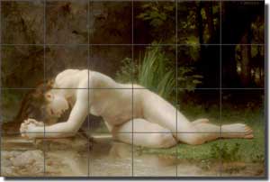 Bouguereau Old World Nude Ceramic Tile Mural 25.5" x 17" - WB2053