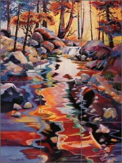 Stream Reflection by Warren Cullar Ceramic Tile Mural - WC119