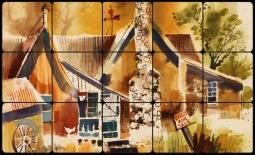 Eggs for Sale by Warren Cullar Tumbled Marble Tile Mural - WC102