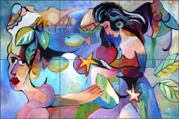 Girl Talk by Warren Cullar Ceramic Tile Mural WC133