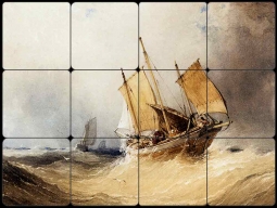 A Fishing Smack and Other Shipping on Open Seas by William Callow WC2-002