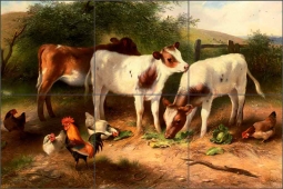 Farmyard by Walter Hunt Ceramic Tile Mural WH4002