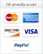 We proudly accept American Express, Visa, Master Card, Discover and PayPal